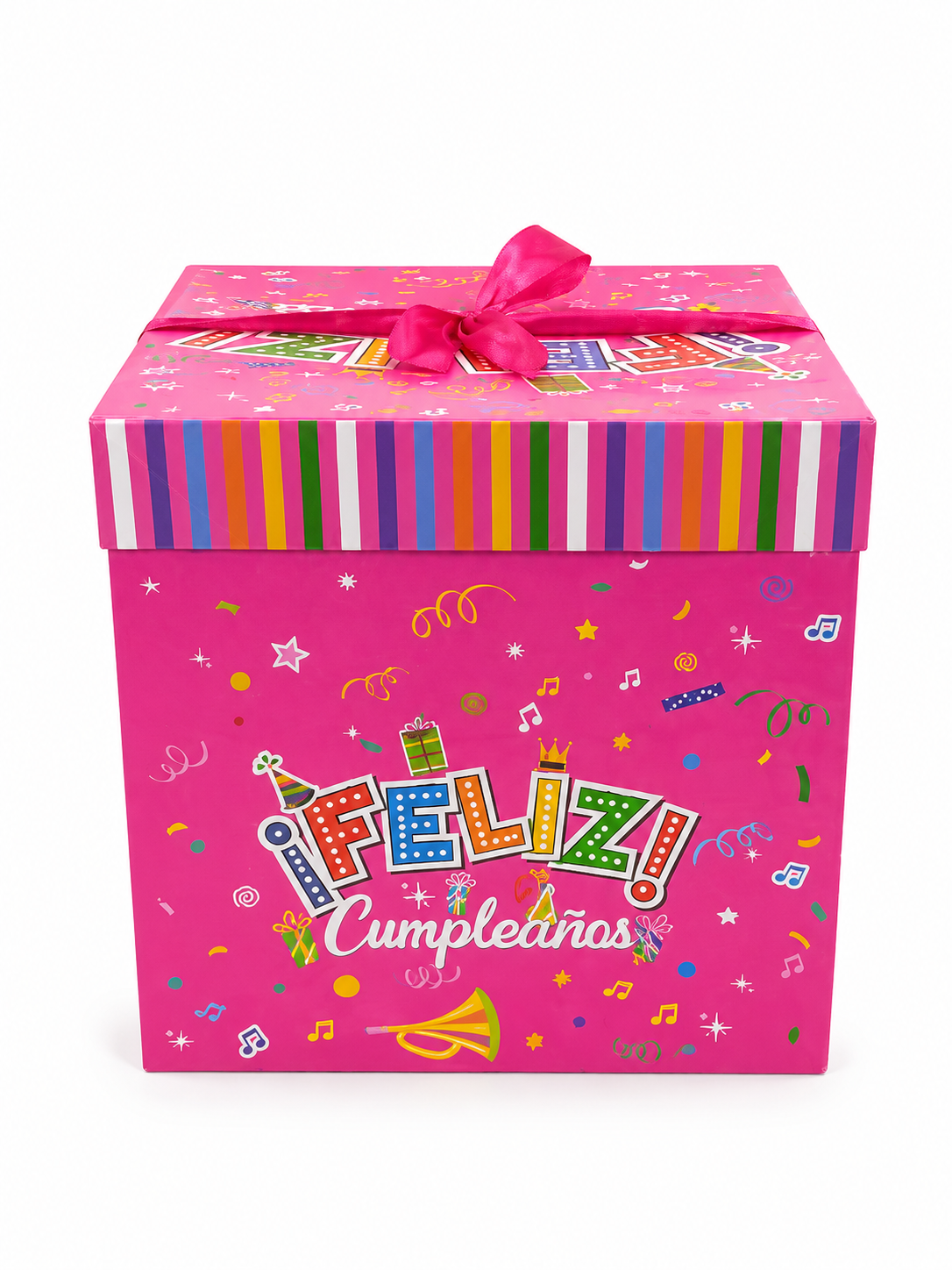 CAJA DE REGALO FELIZ CUMPLEAÑOS ROSA JUMBO