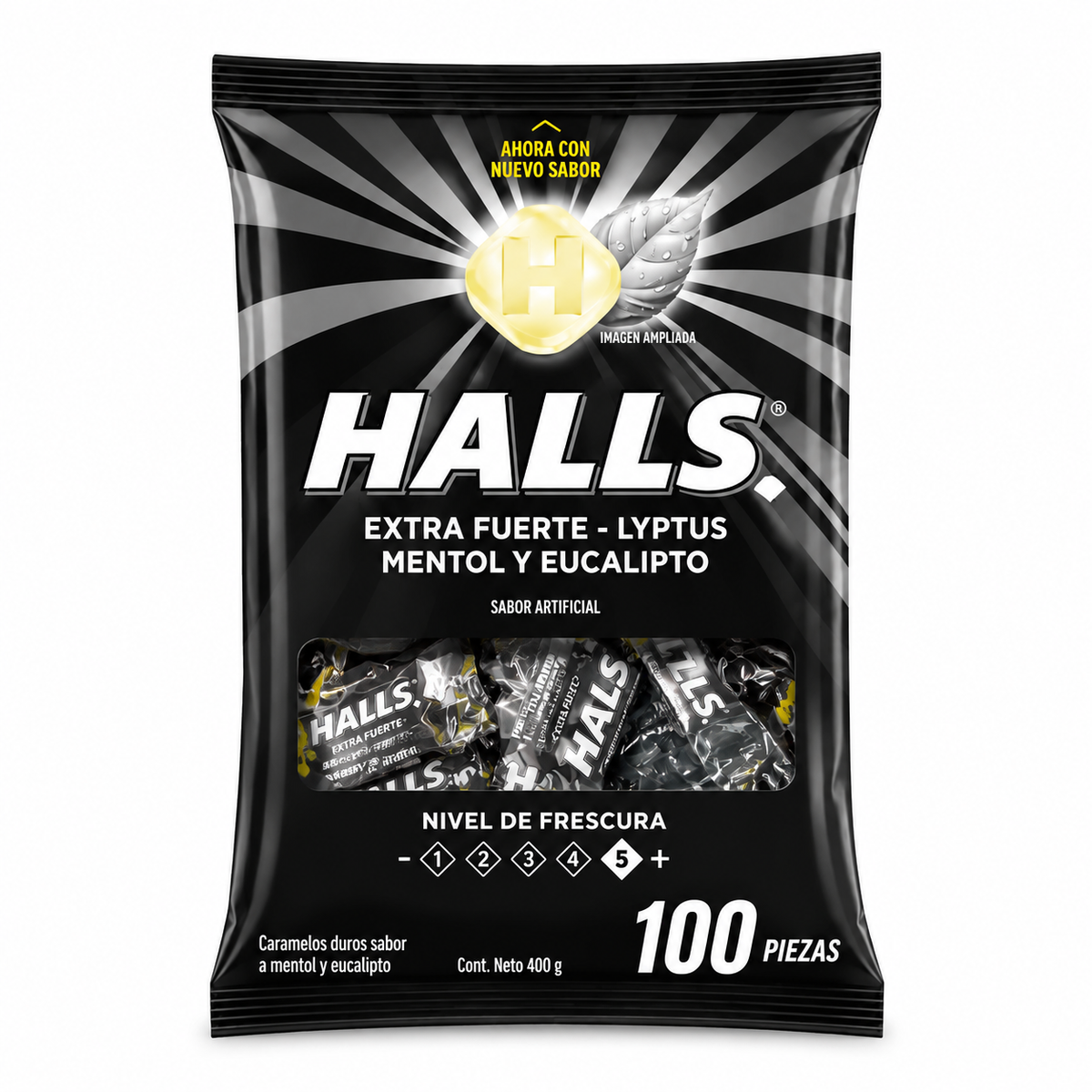 HALLS EXTRA FUERTE 100U