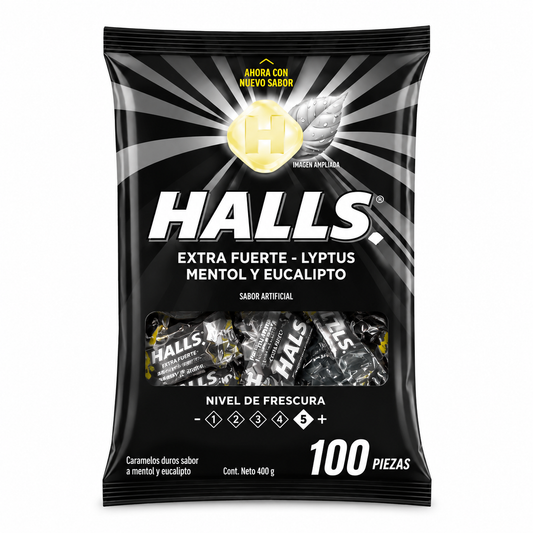 HALLS EXTRA FUERTE 100U