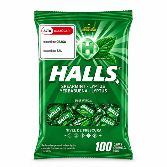 HALLS YERBA BUENA 100U