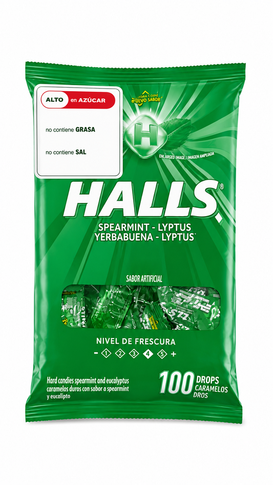 HALLS YERBA BUENA 100U
