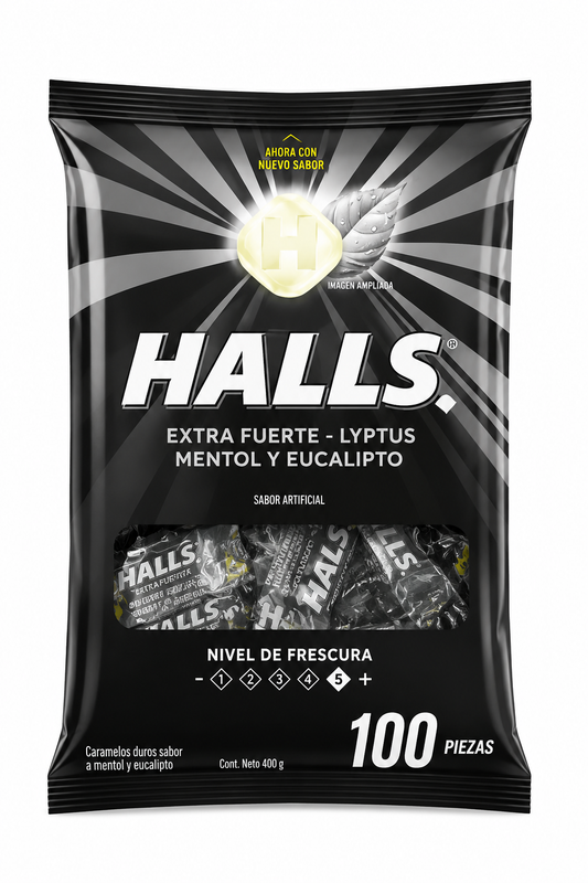 HALLS EXTRA FUERTE 100U